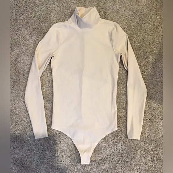 SPANX Suit Yourself Ribbed Long Sleeve Turtleneck Bodysuit | Cream - Picture 13 of 13